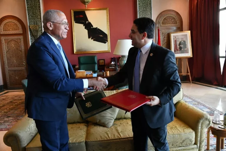 Le Ministre des affaires etrangères du Maroc, Nasser Bourita et son homologue du Cap Vert Rui Alberto De Figueiredo Soares,